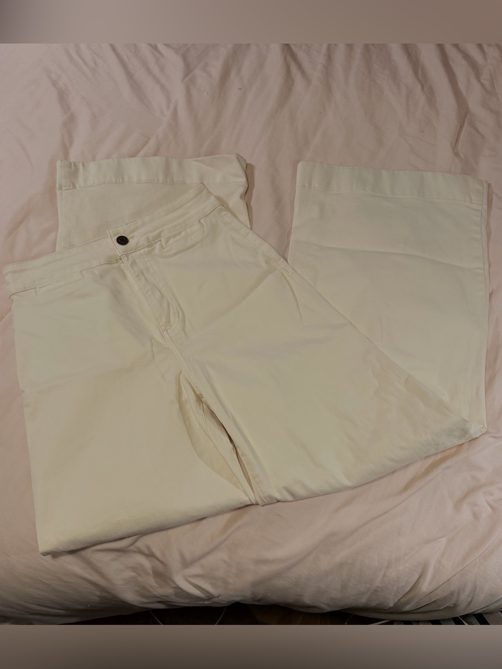 Lauren Conrad Cream Super High Rise Wide Leg Denim Jeans